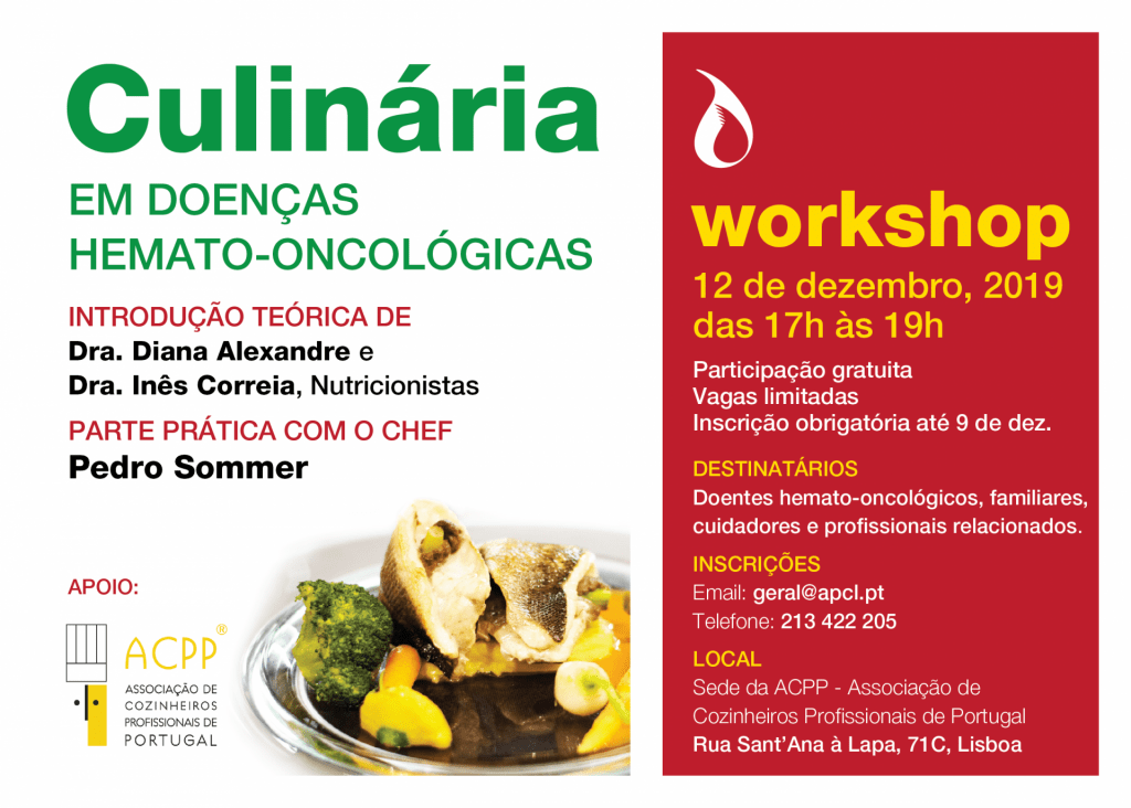 APCL - Workshop de Culinária Para doentes Hemato-oncológicos, Cuidadores e Profissionais de saúde relacionados